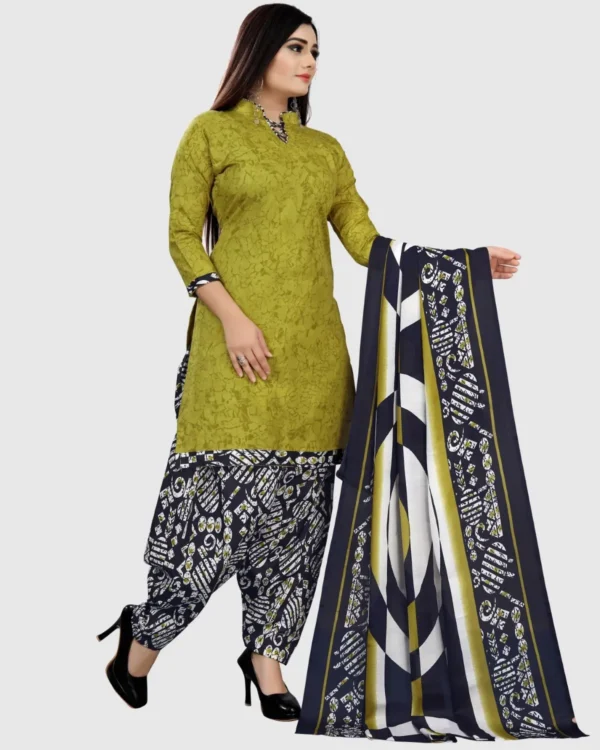 Rajnandini Unstitched Cotton Blend Printed Dress Material - Light Green