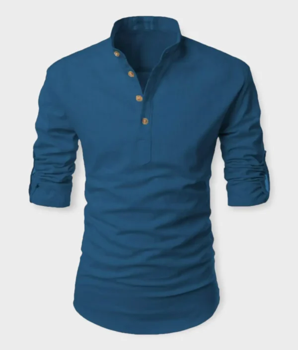 Vida Loca - Blue Linen Slim Fit Men's Casual Shirt